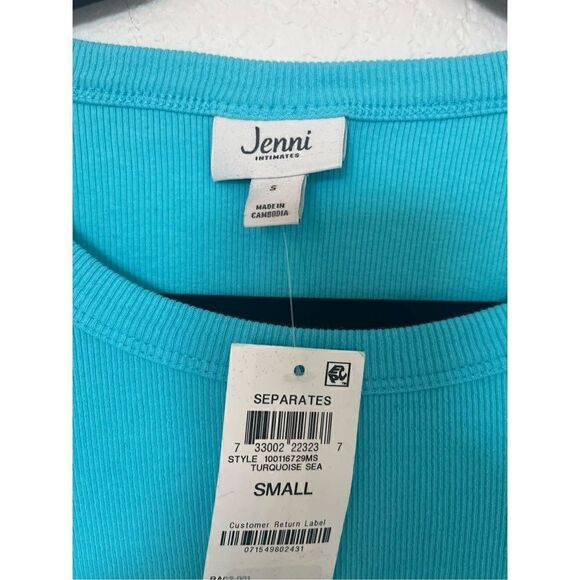 Jenni Ribbed Aqua Blue Tee - New - Picture 3 of 4